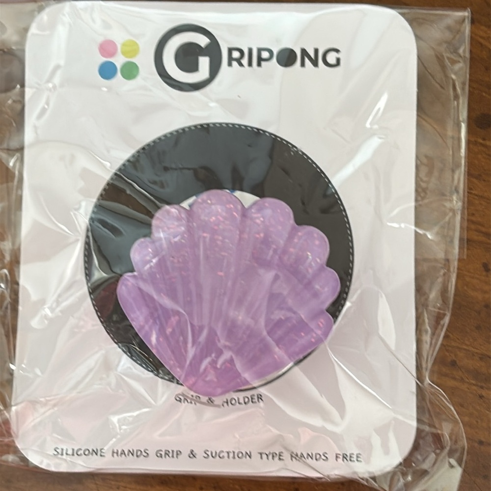 Gripong Purple Glittery Shell Phone Grip